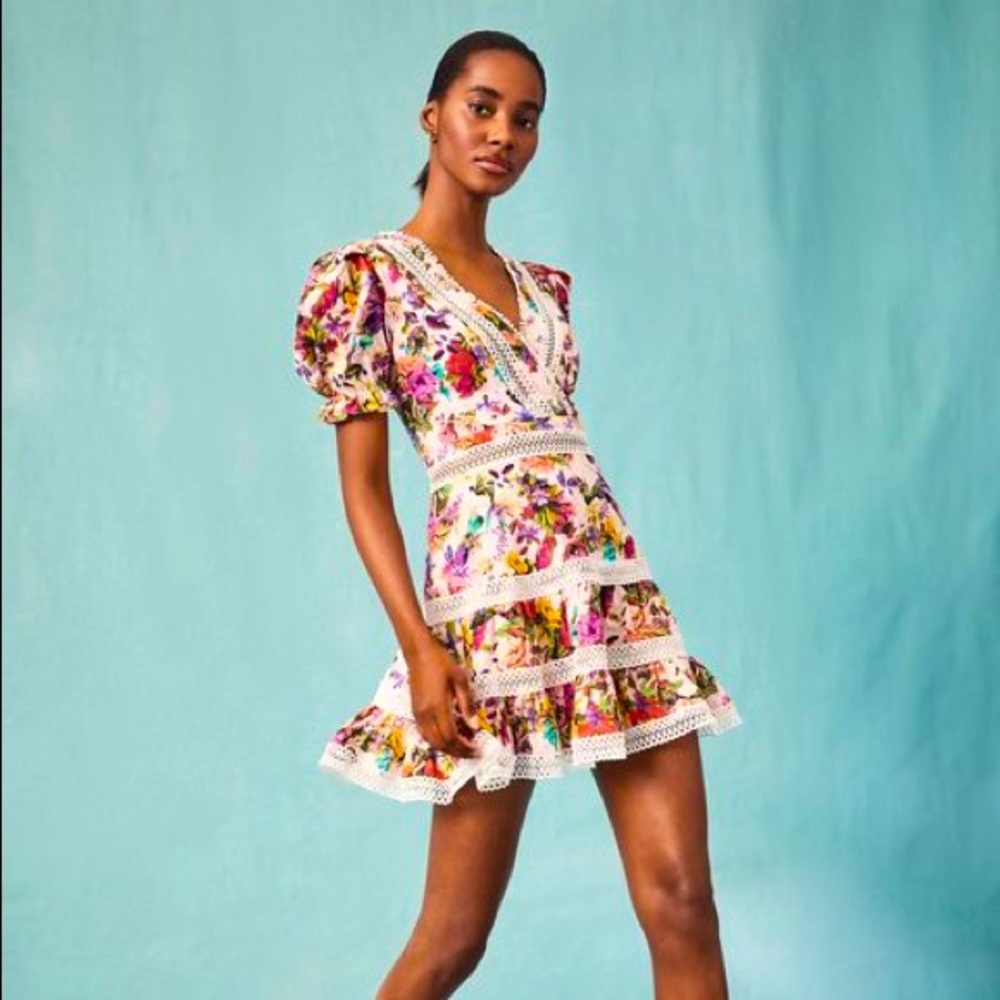 AQUA x Mary Katrantzou - Floral Lace Trim Dress 100% Bloomingdales Exclusive